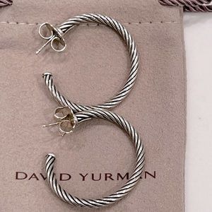 Authentic David Yurman silver cable hoop earrings